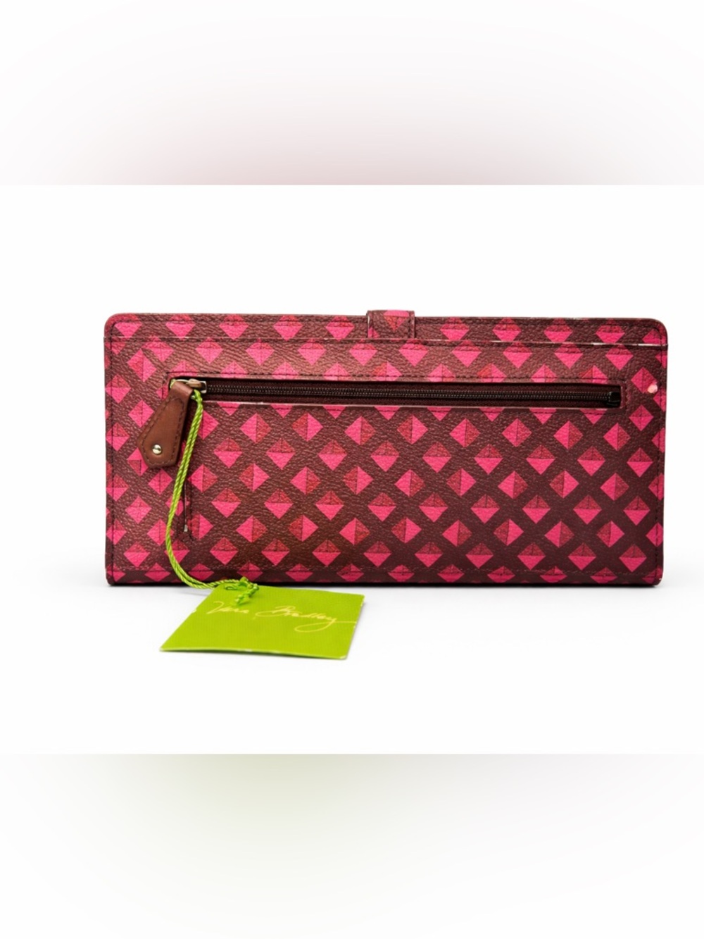 Vera Bradley RFID Turnlock Wallet Clutch Pink Brown Geometric NWT - Picture 3 of 3